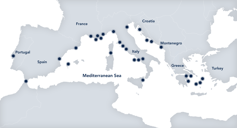luxury mediterranean cruises, Mediterranean Map