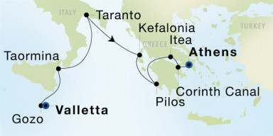 8-Day Cruise from Valletta to Athens (Piraeus): Secluded Southern Italy & Greece